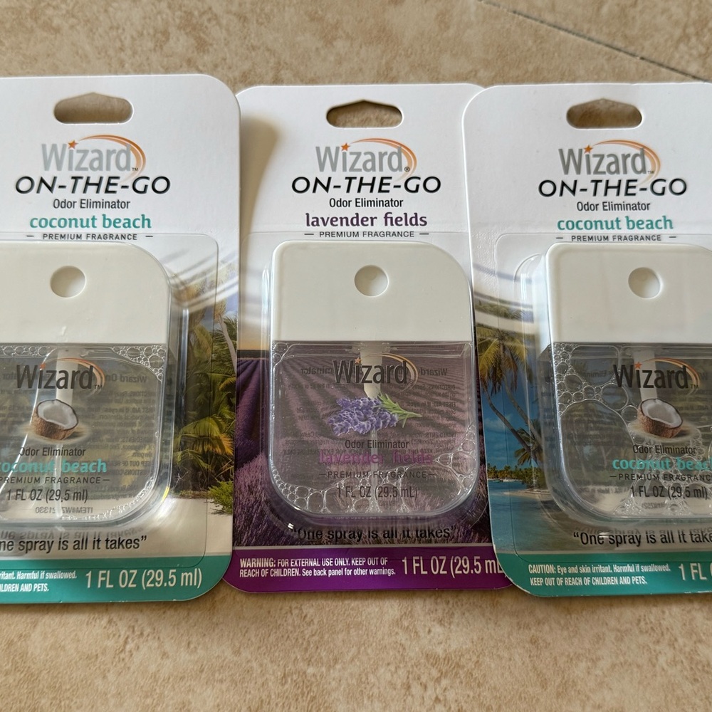 Wizard On The Go Odor Eliminator Spray Coconut Lavender 1 Fl Oz Each x3 Tik Tok